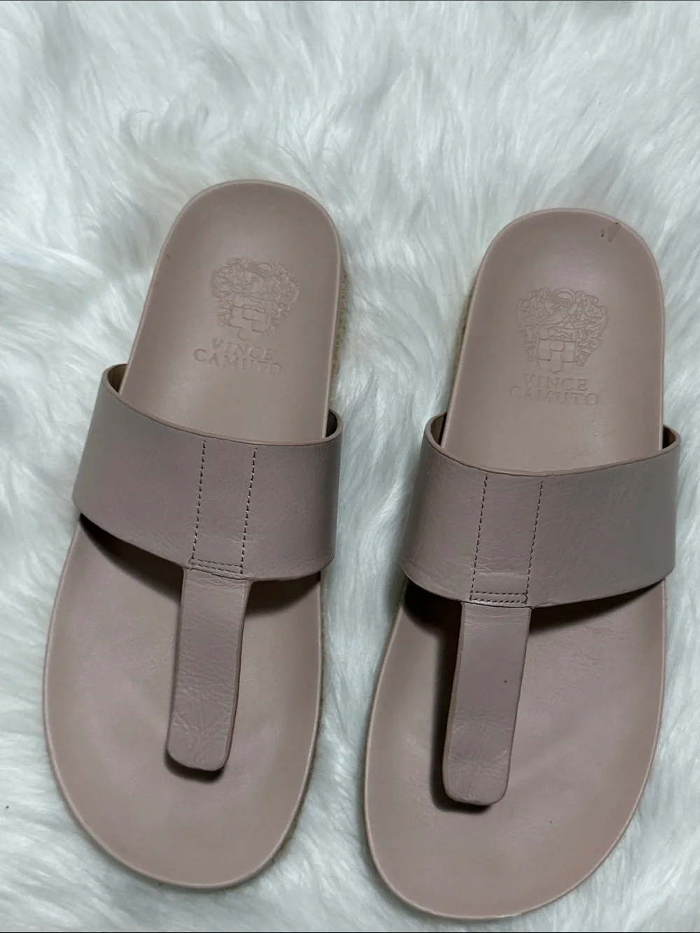 Vince Camuto Blush Espadrille Leather Platform Thong Sandals w/Contoured Bed - 9 - Picture 14 of 16